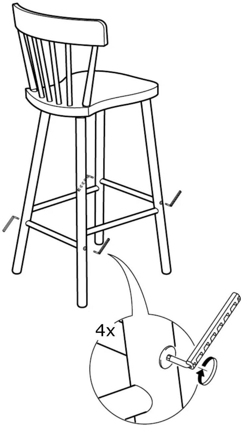 Technical diagram showing a chair with a 4x ratio adjustment and a mechanical mechanism, including labeled parts and directional arrows.