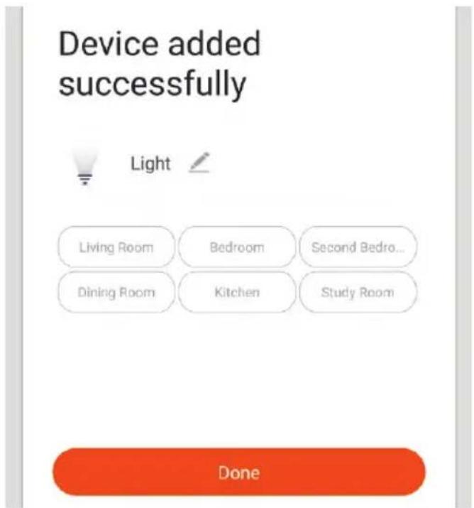Device added successfully Light Living Room Bedroom Second Bedro... Dining Room Kitchen Study Room Done