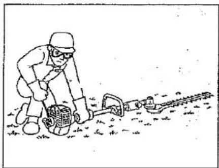 Illustration of a person using a manual shoveling machine on grass (no text or symbols)