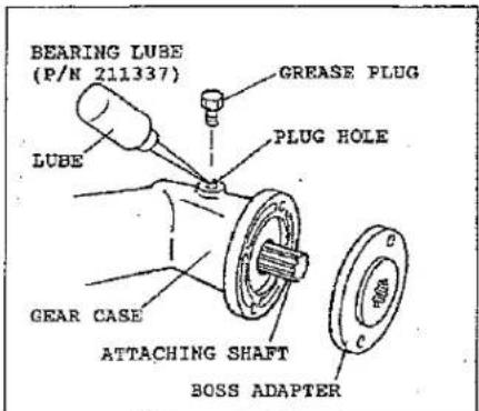 BEARING LUBE (P/N 211337) LUBE GREASE PLUG PLUG HOLE GEAR CASE ATTACHING SHAFT BOSS ADAPTER