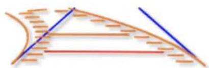 Pure geometric diagram with intersecting lines and shaded regions, no text or symbols present