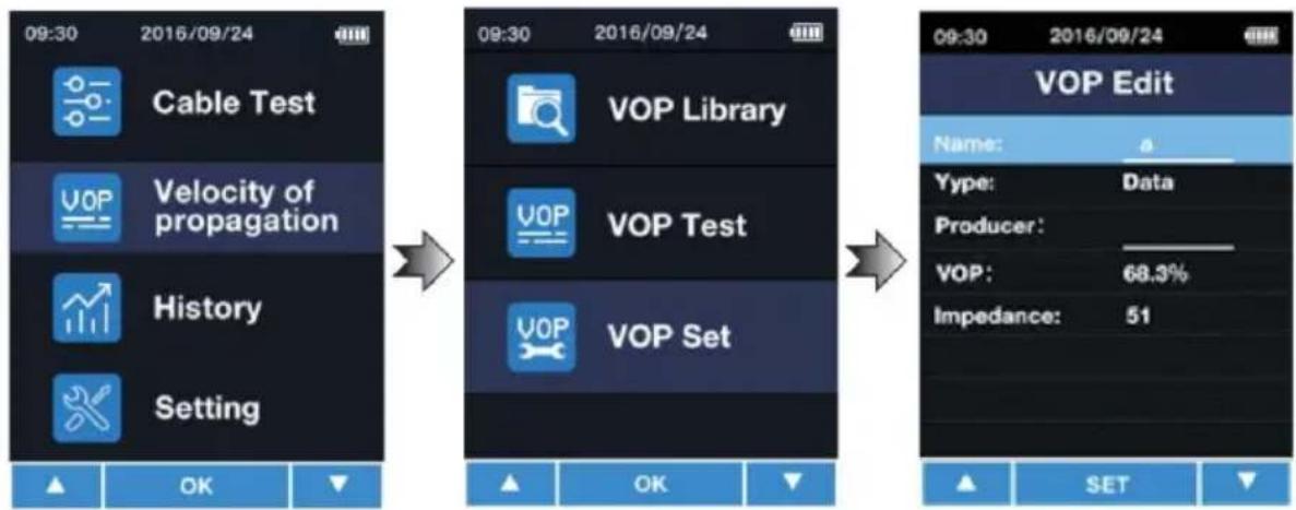PCE Instruments CLT 10 - Adding cables with known VOP values - 1