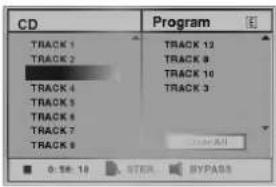 CD Program TRACK 1 TRACK 2 TRACK 4 TRACK 5 TRACK 6 TRACK 7 TRACK 8 TRACK 12 TRACK 9 TRACK 10 TRACK 3 Track All 0:56:10 STER BYPASS