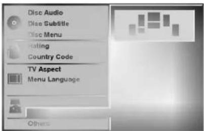 Disc Audio Disc Subtitle Disc Menu Rating Country Code TV Aspect Menu Language Others