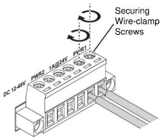 Securing Wire-clamp Screws DC 12-48V PWR2 1A@24V PWR1
