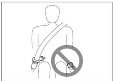 Diagram showing a person wearing a seatbelt with a no-smoking symbol overlaid