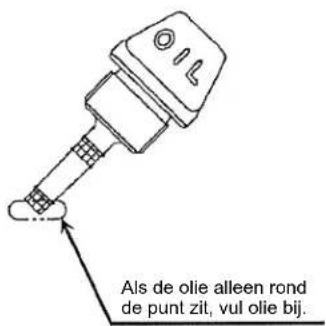 Als de olie alleen rond de punt zit, vul olie bij.