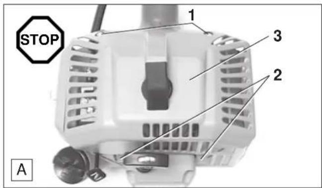 MAKITA DBC340 - Uitlaatdemperschroeven controleren - 1