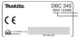 MAKITA DBC340 - Typeplaatje - 1
