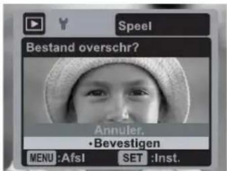Bestand overschr? Annuler. •Bevestigen MENU :AfsI SET :Inst.