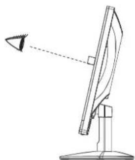 Line drawing of a computer monitor with an arrow indicating light direction (no text or symbols)