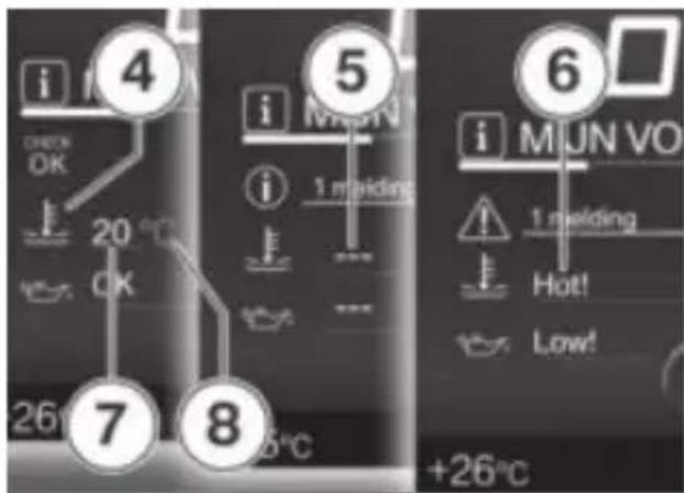 4 CHECK OK 20°C OK 7 8 5 i MUN VO 1 melding i Hot! Low! 6 i MUN VO 1 melding +26°C