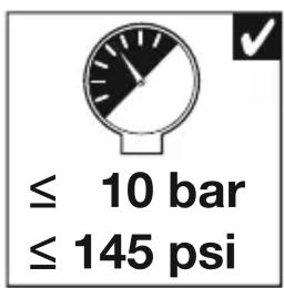 ≤ 10 bar ≤ 145 psi
