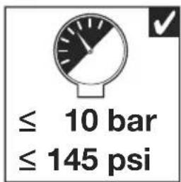 ≤ 10 bar ≤ 145 psi