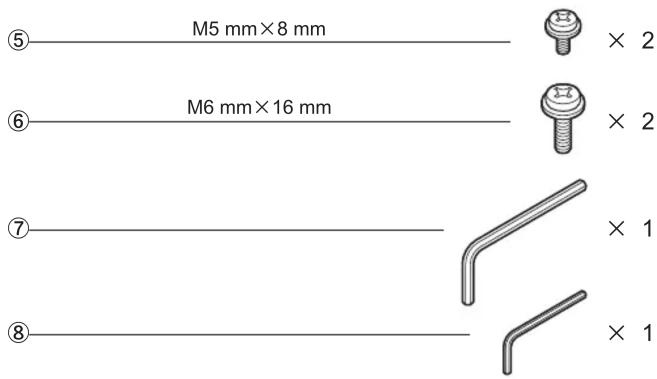 ⑤ M5 mm×8 mm ⑥ M6 mm×16 mm ⑦ ⑧ × 2 × 2 × 1 × 1