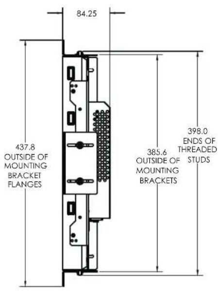 84.25 437.8 OUTSIDE OF MOUNTING BRACKET FLANGES 385.6 OUTSIDE OF MOUNTING BRACKETS 398.0 ENDS OF THREADED STUDS
