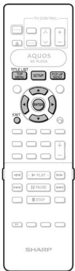 TV CONTROL AQUOS 6D PLAYER. TITLE LIST TOP MENU SETUP POP-UP MENU ENTER EXIT PLAY FAUSE STOP SHARP