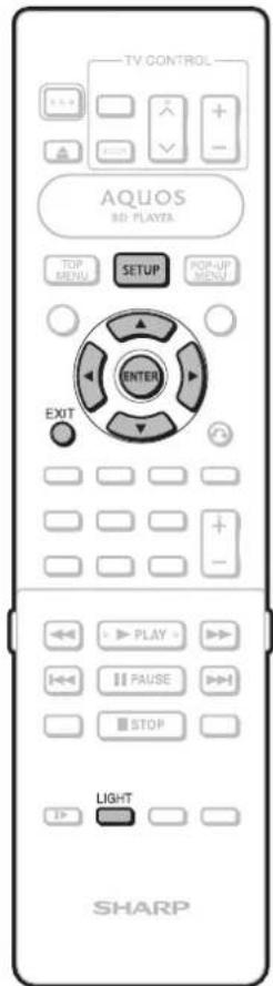 TV CONTROL AQUOS BD PLAYTA TOP MENU SETUP POP-UP MENU ENTER EXIT PLAY PAUSE STOP LIGHT SHARP