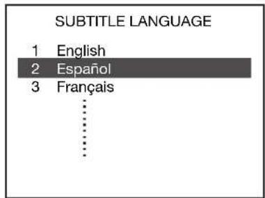 SUBTITLE LANGUAGE 1 English 2 Español 3 Français ...