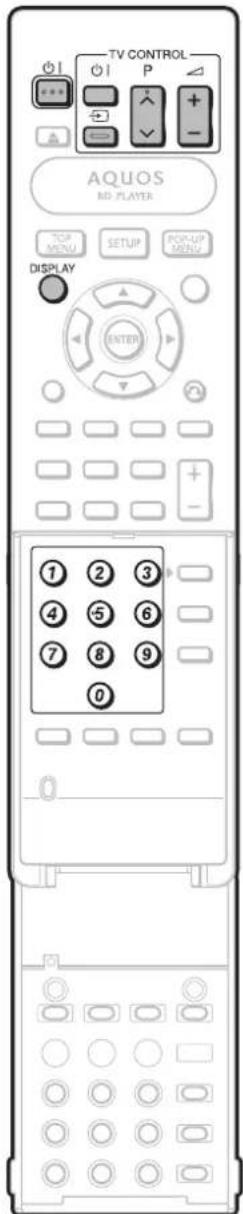TV CONTROL AQUOS ND PLAYER TOP MENU SETUP POP-UP MENU DISPLAY ENTER 1 2 3 4 5 6 7 8 9 0