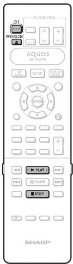 TV CONTROL OPEN/CLOSE AQUOS BD PLAYER TOP MENU SETUP POP-UP MENU ENTER PLAY PAUSE STOP SHARP