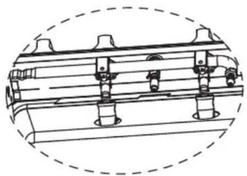 ch (6) og tre denne ning. Skru fast gjen. rørene ned i det neren inn på ventilene som vist på uthevet ert riktig skru ruer/bolter 3.5mm Bottom View