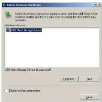 Safe Remote Hardware Select the device from an uplog or export, and then click Stop. When Windows notifies you that it is safe to do so onuplog the device from your computer. Hardware devices: Disk Master Storage Device USB Mass Storage Device at Location 0 Expires Stop Display device components Close