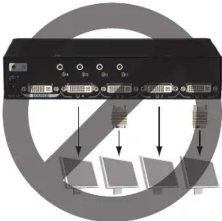 Diagram showing a server rack with multiple connected D4-D1 ports and three rows of photovoltaic panels, overlaid with a prohibition symbol.