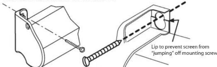 Lip to prevent screen from "jumping" off mounting screw