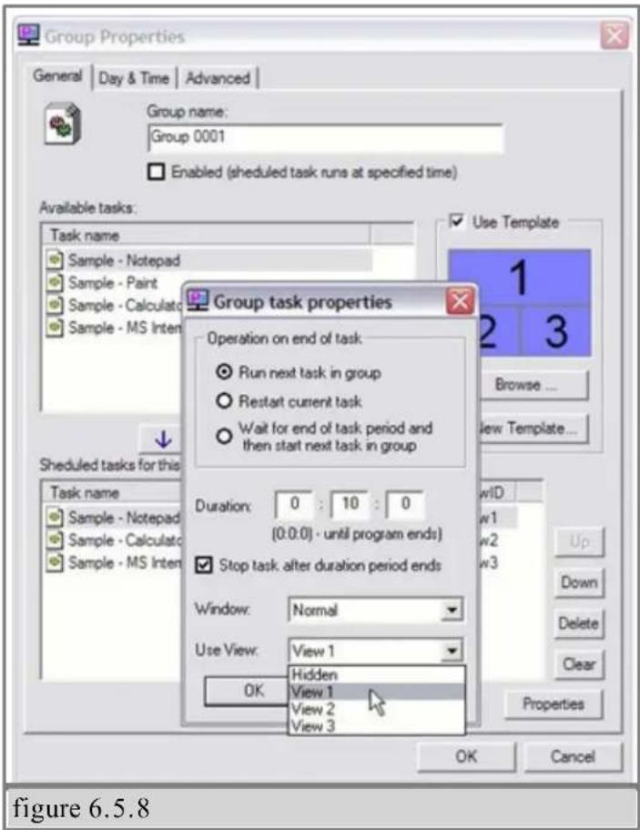 Group Properties General | Day & Time | Advanced | Group name: Group 0001 Enabled (sheduled task runs at specified time) Available tasks: Task name Sample - Notepad Sample - Paint Sample - Calculate Sample - MS Inten Showed tasks for this Task name Sample - Notepad Sample - Calculate Sample - MS Int…