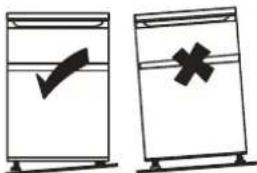 Two labeled diagrams showing a checkmark and a cross symbol inside water-filled containers, likely indicating inspection or rejection.