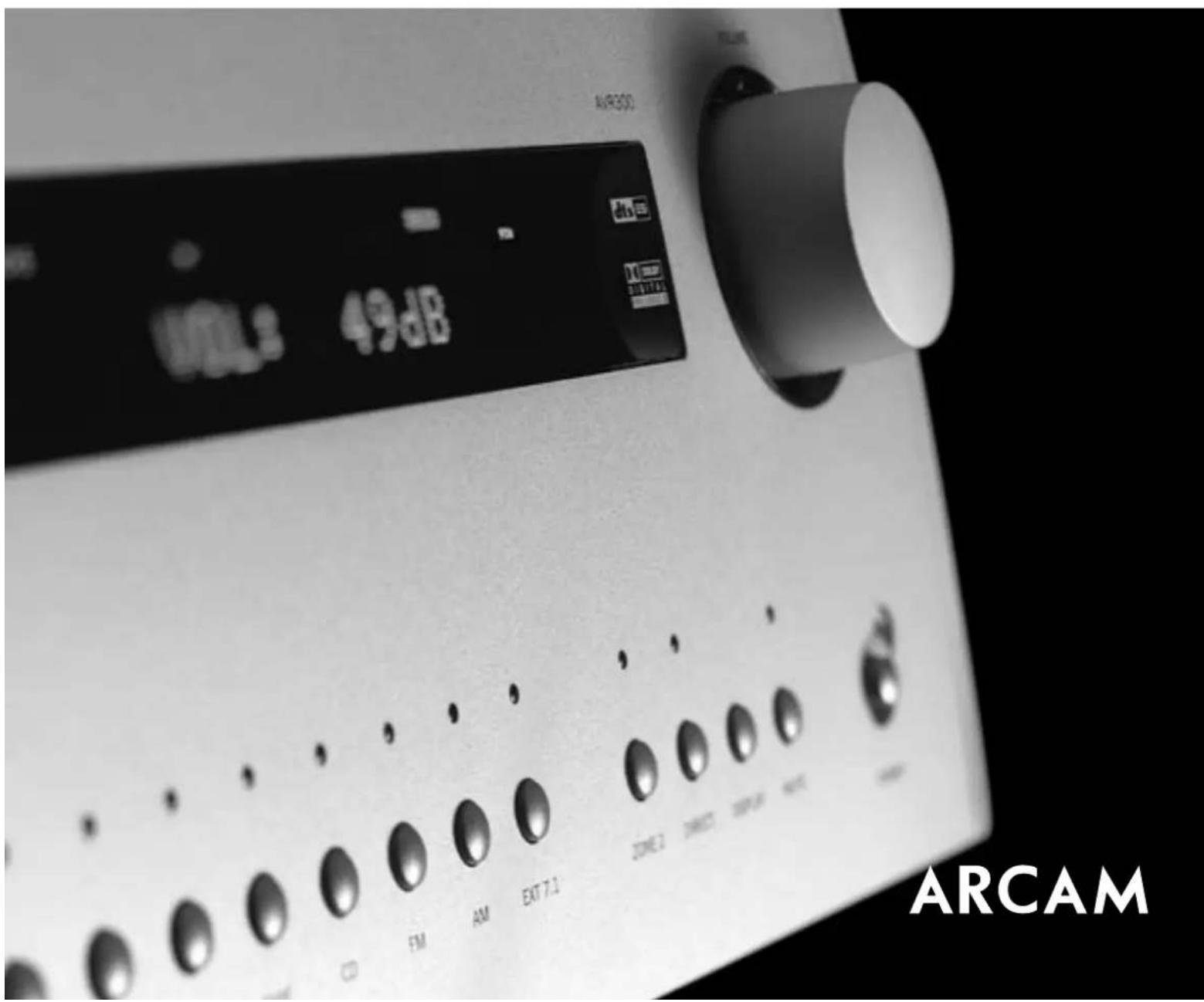 AVR300 VOL3 49dB CD FM AM EXT 7.1 ZONE 2 DIRECT ON OFF None ARCAM