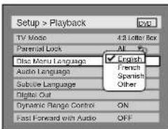 SYLVANIA 6727FRE - Disc Menu Language (Default : English) - 3
