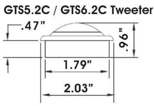 GTS5.2C / GTS6.2C Tweeter .47" 96" 1.79" 2.03"