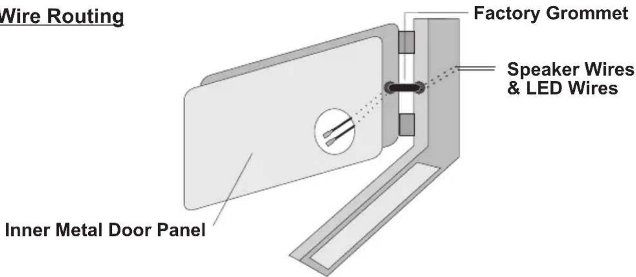 Wire Routing Factory Grommet Speaker Wires & LED Wires Inner Metal Door Panel