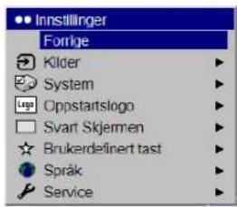 Innsillinger Forlge Kilder System Oppstartsglo Svart Skjemen Brukerdefinert tast Språk Service