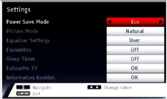 VESTEL 42PF7175 - Quick Menu - 1