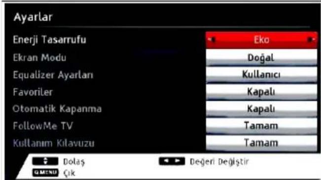 VESTEL 32PF7175 - Hızlı Menü - 1