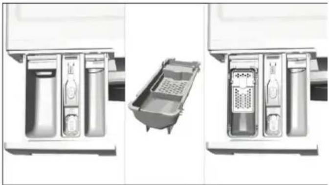 BEKO WMY 51222 PTYB3 - Om produkten innehåller en kopp för flytande tvättmedel: - 1