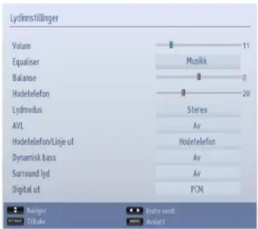 TOSHIBA 32W3453DN - Konfigurering av lydinnstillinger - 1
