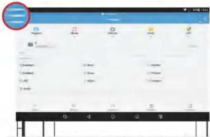 Screenshot of a mobile app interface with menu options and a highlighted UI element