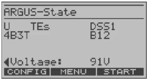 ARGUS-State U TEs DSS1 4B3T B12 Voltage: 91V CONFIG MENU START