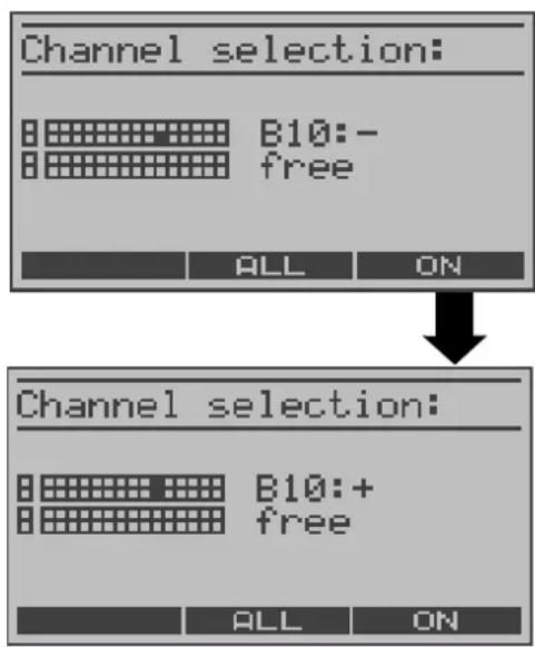 Channel selection: B10:- free ALL ON Channel selection: B10:+ free ALL ON