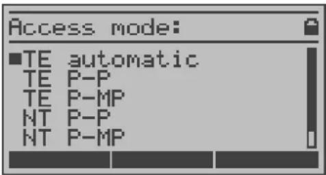 Access mode: ■TE automatic TE P-P TE P-MP NT P-P NT P-MP