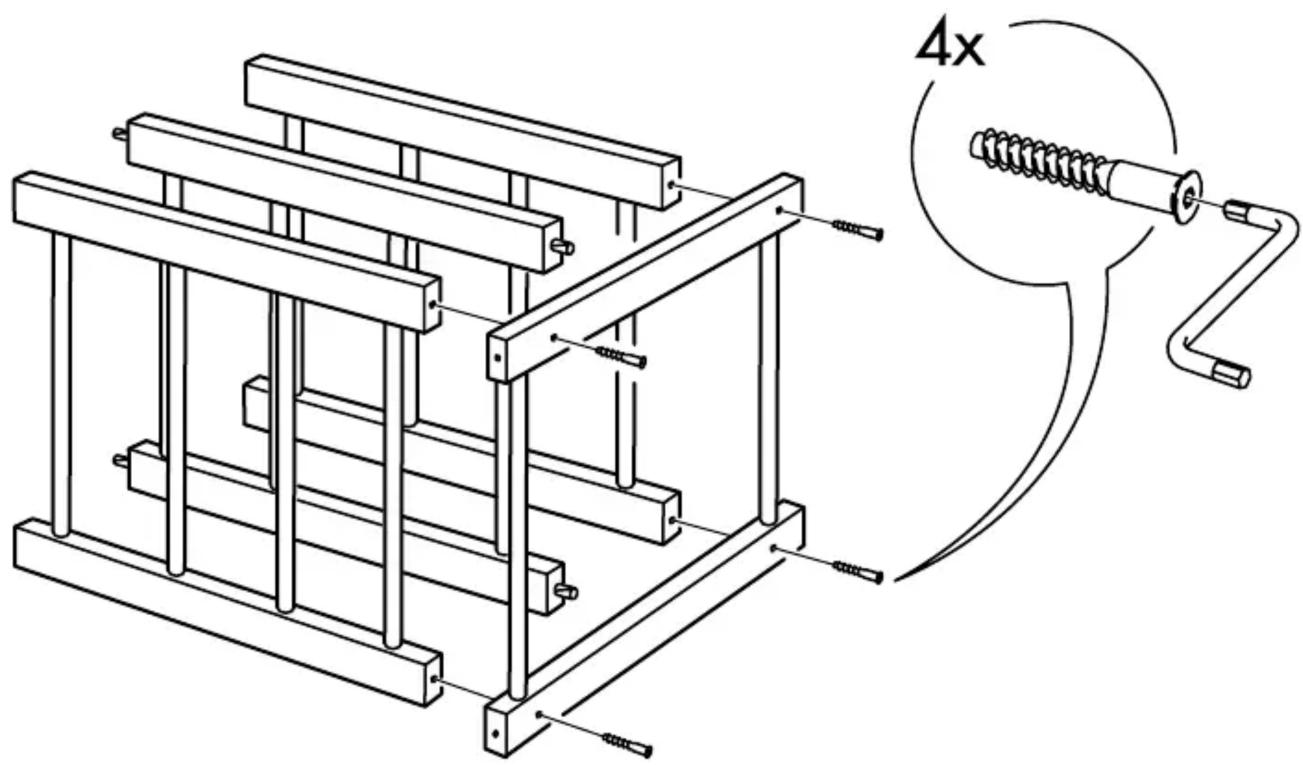 Technical diagram of a mechanical assembly with labeled components and a magnified inset showing a 4x increase in spring strength.