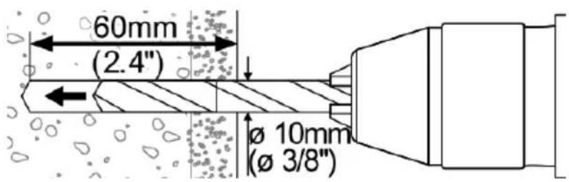 60mm (2.4") Ø 10mm (Ø 3/8")