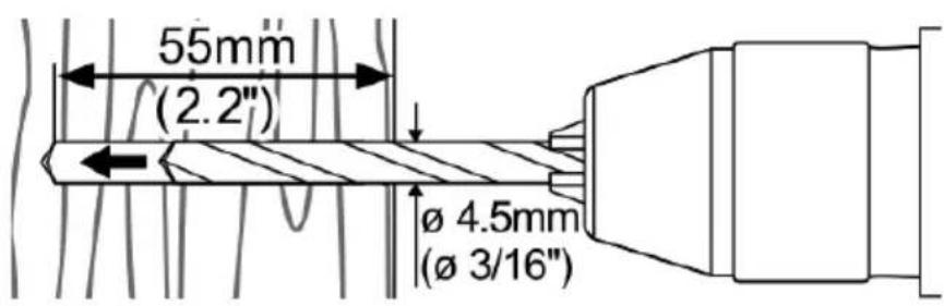 55mm (2.2") Ø 4.5mm (Ø 3/16")