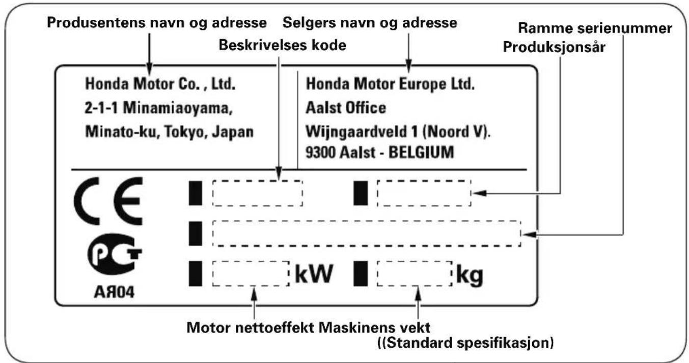 Honda HSS655 - PLASSERING AV SIKKERHETSSKILT - 2