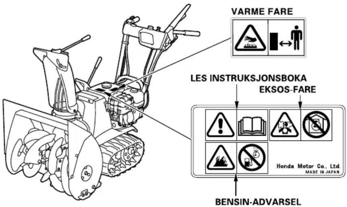 VARME FARE LES INSTRUKSJONSBOKA EKSOS-FARE BENSIN-ADVARSEL Honda Motor Co., Ltd. MADE IN JAPAN