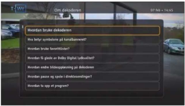 Canal Digital HD PVR 5720-CDX - Skjermbasert hjelp - 1